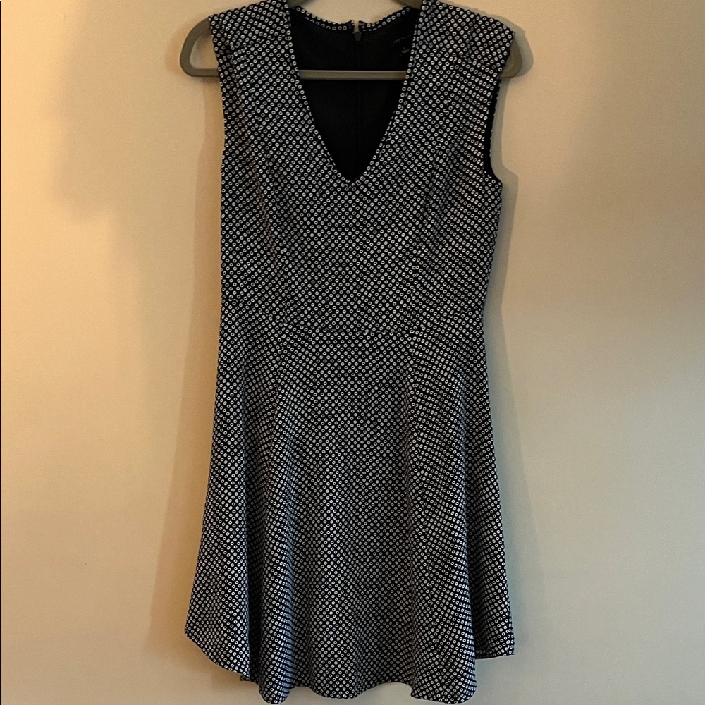 Ann Taylor Navy and White Patterned Mini Dress